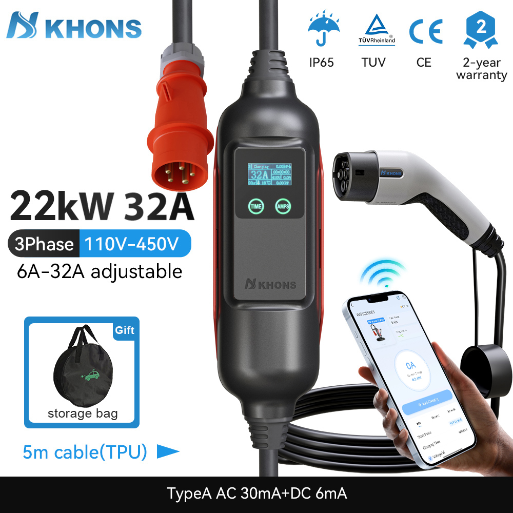 Khons Tragbares EV-Ladegerät T – Portable Ev Charger 32A Type 2 Cee Plug Bewertung und Preis