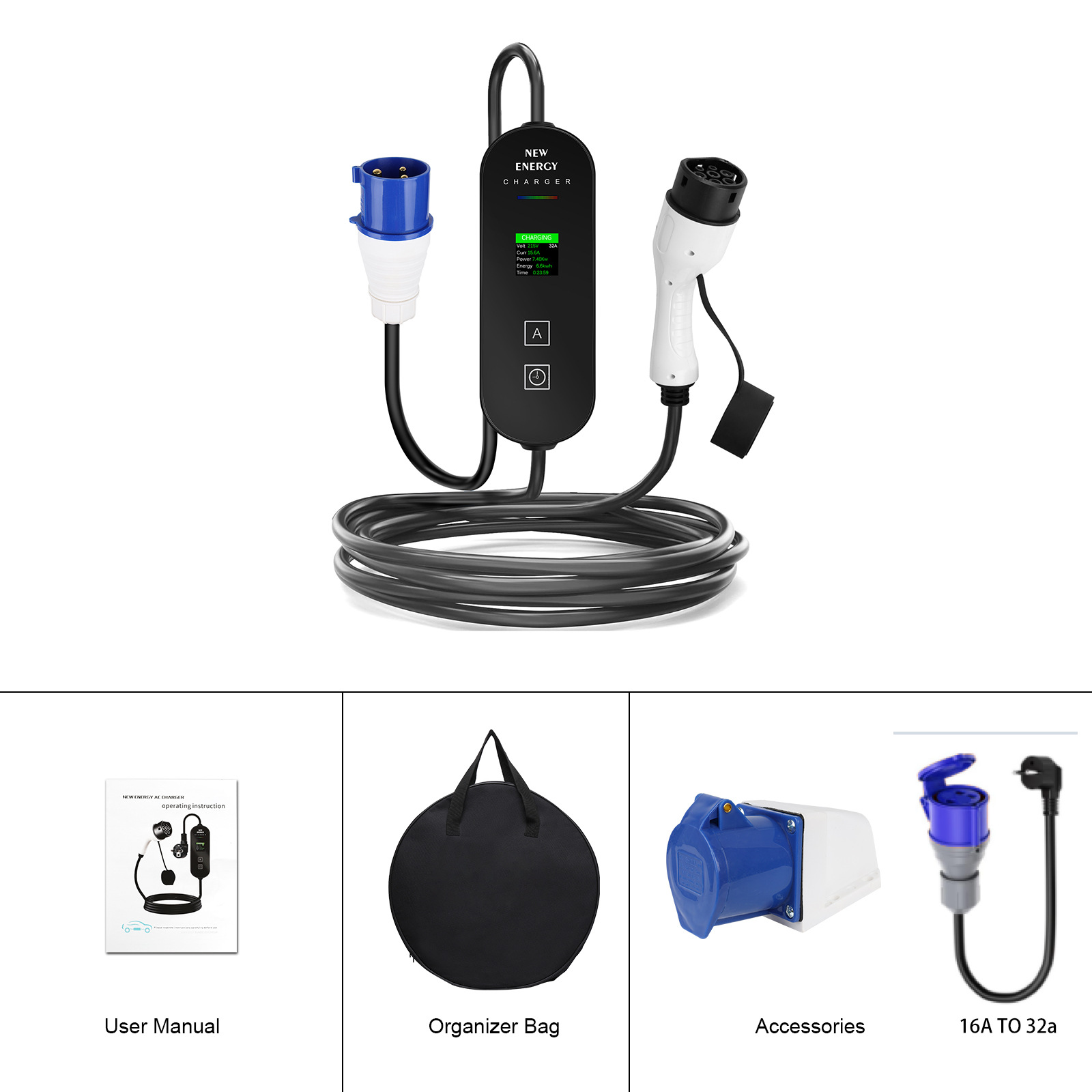 EU/UK-Stecker CEE 32A/16A Trag – Portable Ev Charger 32A Type 2 Cee Plug Bewertung und Preis
